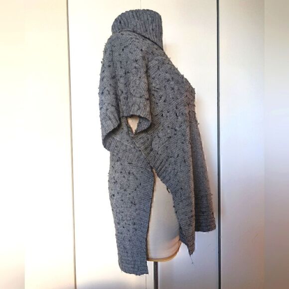 Long Tall Sally S Bobble Cable Knit Button Side Turtleneck Poncho - Picture 8 of 13